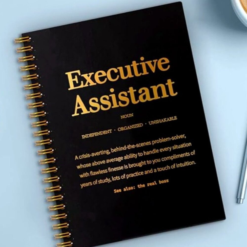 NWT Executive Assistant Hardcover 160 Pages Spiral Notebook - Black/Gold